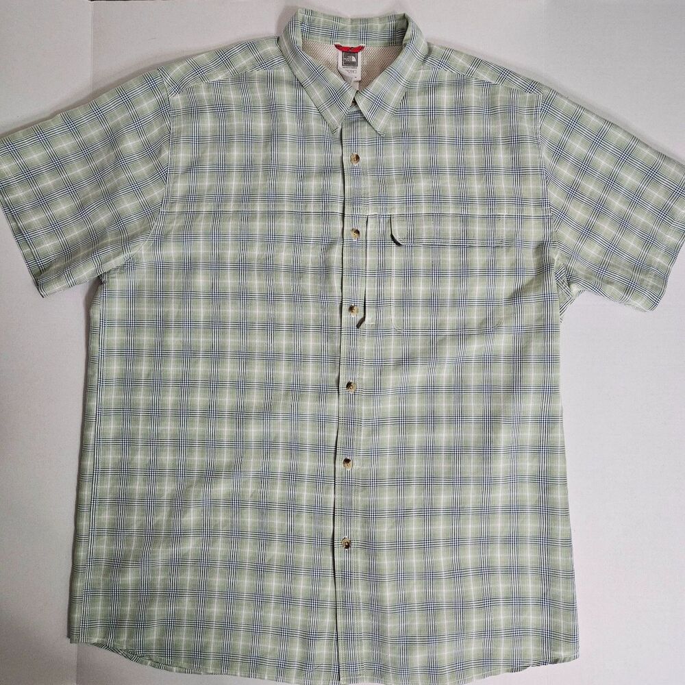 EUC The North Face Men's XXL Button Down Short Sleeve Plaid Quick Dry UPF Shirt